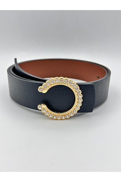 MODAM HİFA Gold Buckle Stoned Women's Belt Trouser Belt Dress Belt Shirt Belt...