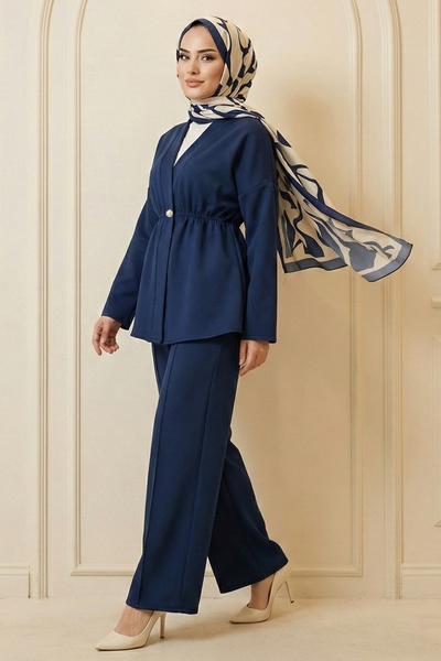 ModaMerve Düğme Detaylı Scuba Takım 2790AYD969-M Laci