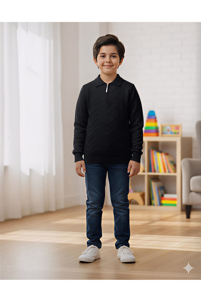 Musti kids Boy's Knitwear Sweater Black Color 6-14 Years Old