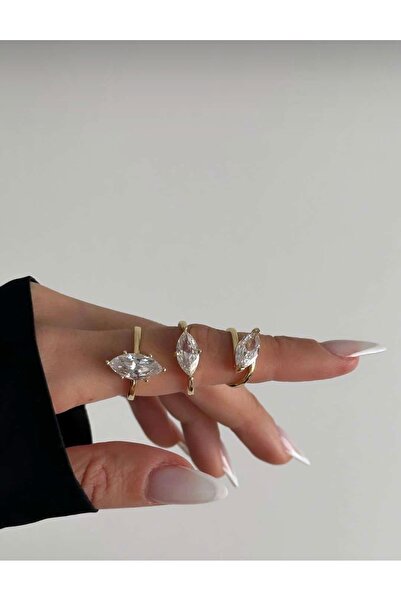 Bade Jewelry Vip Gold Markiz Kesim Ayarlanabilir Kararmaz Şık Tasarım Yüzük