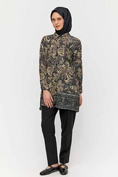 Setrms Çiçek Desenli Düğmeli Tunik