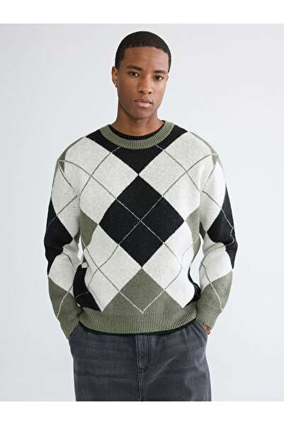 LC Waikiki Özmarka New Season Crew Neck Diamond Patterned Men's Knitwear Sweater