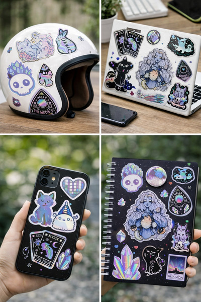 Limitless Design مجموعة ملصقات قوطية مقاس 22×30 سم – ملصقات جمالية بتصاميم ال...