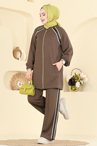 ModaMerve Gold Fermuarlı Modal Takım 3287HBS856-MS Koyu Vizyon