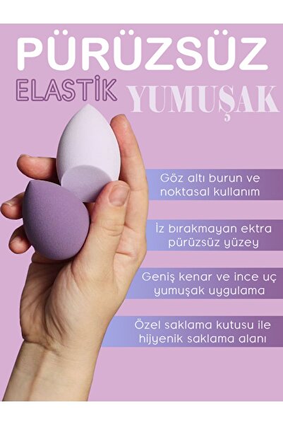 SHILOX 4'lü Set Süngeri Kutulu Sünger Seti, Fondöten, Kapatıcı, Pudra Uygulama