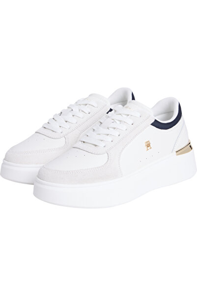 Tommy Hilfiger Th Saten Women's Ecru Platform Sole Sneaker