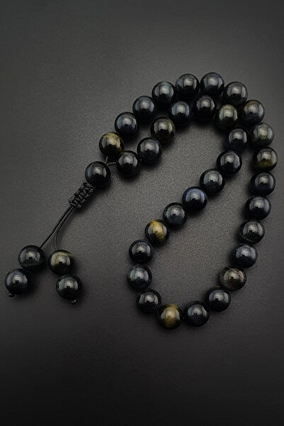 Seven Art Jewelry حجر طبيعي أصلي 8 مم، عين النمر الداكن، سبحة صلاة مكونة من 3...