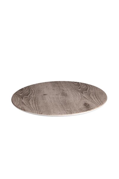 Globy Open Buffet Wooden Pattern Round Presentation Plate 33×2 cm