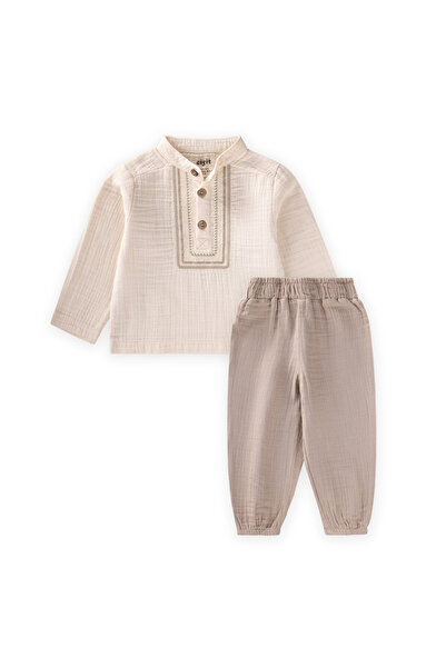 Cigit Organik Nakışlı Müslin Takım 1-7 Yaş Naturel