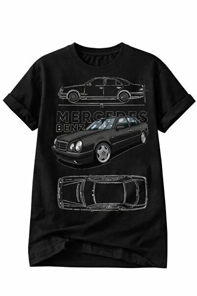 TshirtLab Mercede - Beenz E-Serisi W210 Baskılı Oversize Unisex Siyah T-Shirt