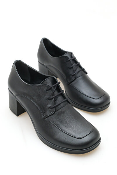 GNS Shoes CORDON Pantofi de damă din piele naturală, piele neagră, cu toc gros