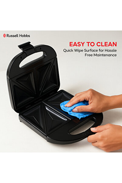 RUSSELL HOBBS صانعة سندويشات 3 في 1، 750 واط، ألواح غير لاصقة، ألواح وافل وشواء