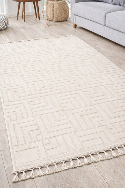 Merinos Rölyef Örgü Saçaklı Çeşme Elit Kaymaz Taban Salon Mutfak Koridor Halı...