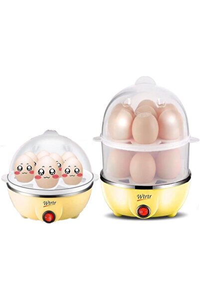 wtrtr 350W Double Deck Egg Cooker, 7–14 Egg Boiler with Auto Shut-Off, Yellow