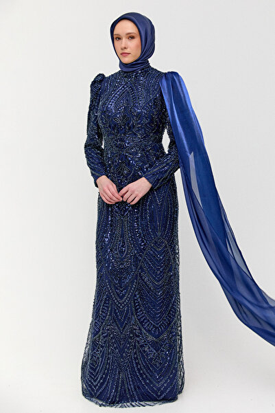 Setrms Şifon Detaylı Taş İşlemeli Abiye