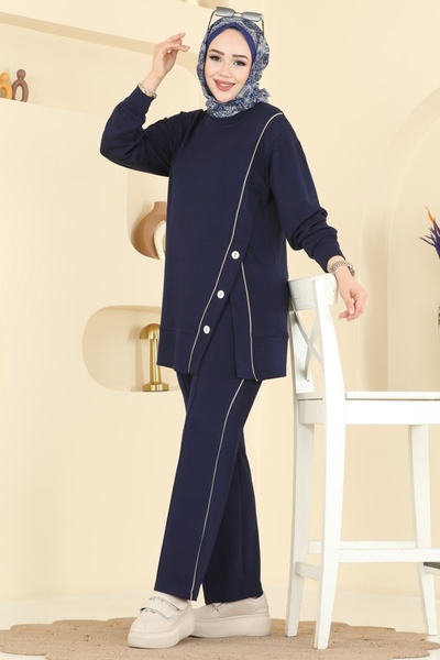 ModaMerve Aksesuar Düğmeli Modal Takım 2644MSZ1172-MS Laci