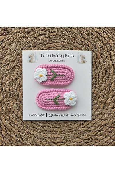 tütü baby 2'lİ Örme Toka Seti 5 Cm'lik Bebek & Çocuk & Yetişkin Toka Seti Bay...