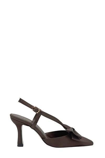 Moulin Shoes حذاء نسائي بكعب عالٍ من الساتان البني