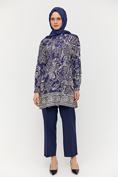 Setrms Çiçek Desenli Düğmeli Tunik