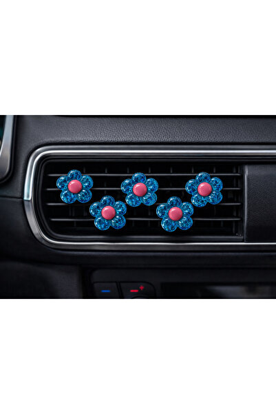 Çiçek Antalya مجموعة من 5 قطع زخرفية زرقاء لامعة على شكل زهرة لتزيين شبكة تكي...