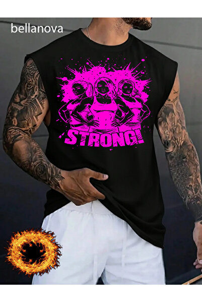 bellanova Black Crew Neck Superior Quality Printed Youth Modern Cut Tank Top