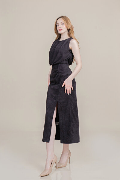 MissVina Belden Seamless Suede Velvet Long Dress 50370