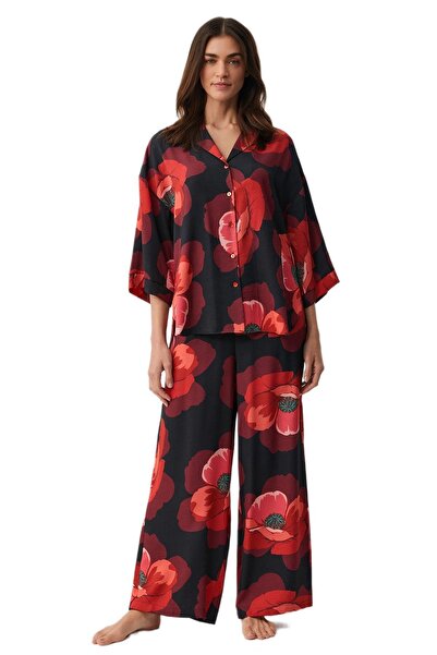 Penyemood Combed Cotton Mood Women's Red Pajama Set 9902