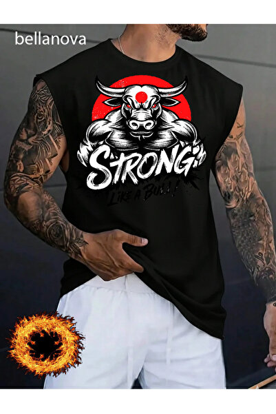 bellanova Black Crew Neck Superior Quality Printed Youth Modern Cut Tank Top