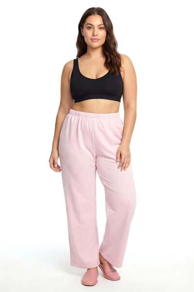 modaserdem Mdsrdm Women's Powder Pink Plus Size Pajama Bottoms with Pockets