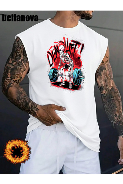 valeriae قميص رجالي أبيض مطبوع بقصة واسعة من القطن وياقة دائرية