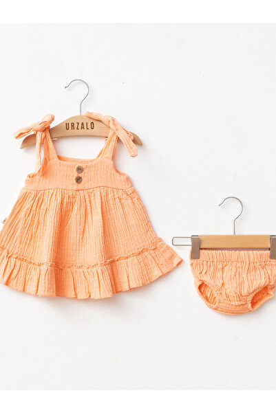 Jammybaby Ema 100% Cotton Muslin Baby Girl Panty Summer Strap Dress Bandana Set