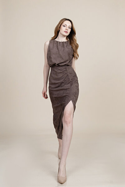 MissVina Belden Seamless Suede Velvet Long Dress 50370