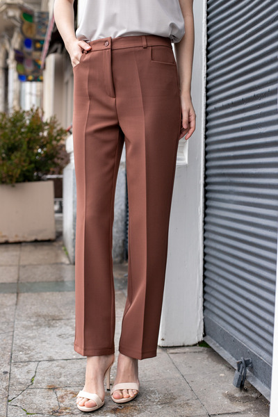 Jument Women's High Waist German Pocketed Trousers with Piping on the Leg Par...