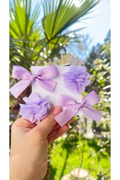 Toka Perisi Kız Bebek Çocuk Lila Frida Fiyonk 4’lü Toka Seti