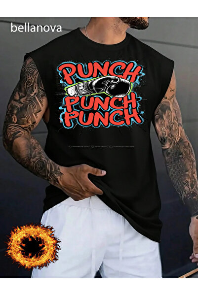 bellanova Black Crew Neck Superior Quality Printed Youth Modern Cut Tank Top