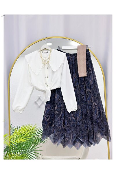 YEDİLALE Fisto Shirt and Asymmetric Chiffon Skirt Dual Set [Excluding Shawl]