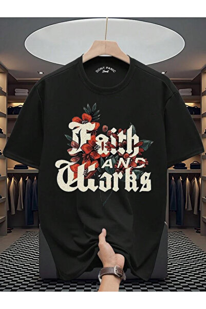 Rivox Unisex White Oversize T-Shirt Cotton Fabric with Flowerfont Print