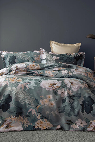 İssimo Home Katie 300 TC (120 Tel) Dijital Pamuk Saten Nevresim Takımı Aile Seti