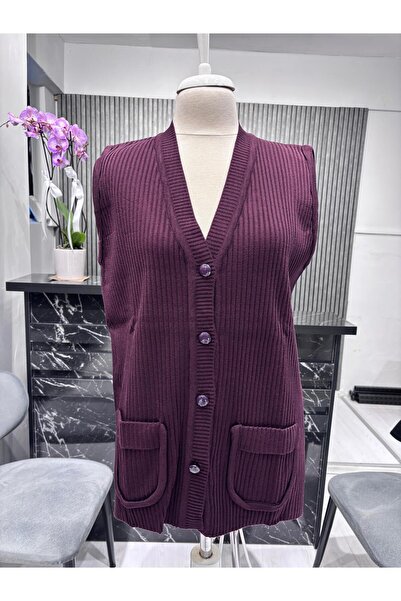 Özenli Triko Wool Knitted Patterned Knitwear Mother's Vest Non-Pilling