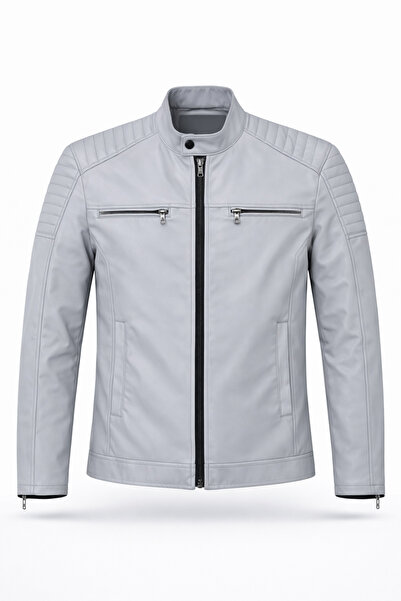 Mero Life Men's Light Gray Water and Wind Resistant Slim Fit Lined Seasonal Coat