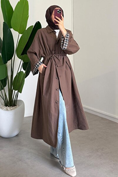SİNDAL Astarlı Trençkot - Kahverengi