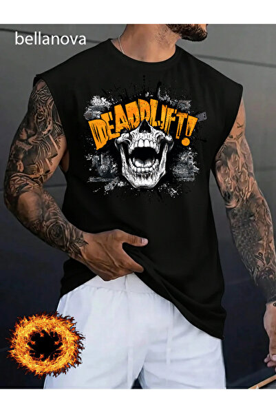 bellanova Limited Edition Design Raw Denim Themed Relaxed Fit Sleeveless T-Shirt