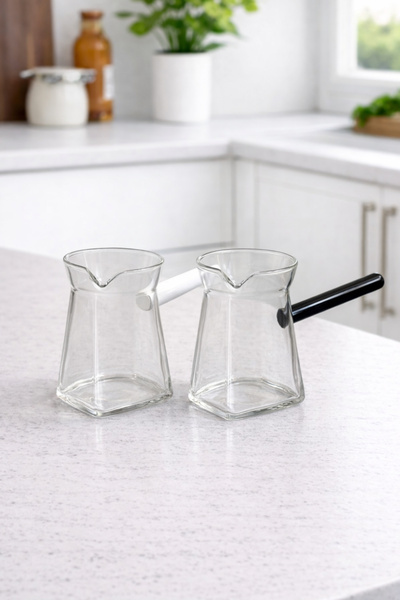 Chefstar 1 ADET KULPLU CAM CEZVE SÜTLÜK - RENKLİ SAPLI