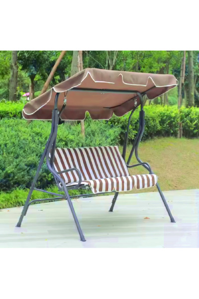 Sidef Balansoar / Leagan 3 persoane SIDEF, structura metalica, culoare maro/alb