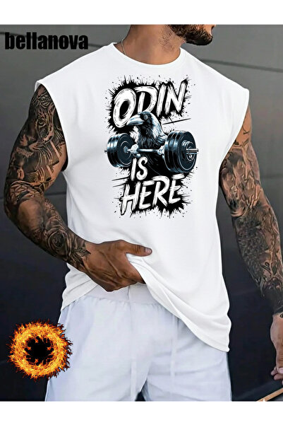 valeriae قميص رجالي أبيض مطبوع بقصة واسعة من القطن وياقة دائرية