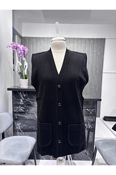 Özenli Triko Wool Knitted Patterned Knitwear Mother's Vest Non-Pilling