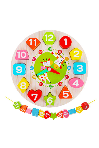 RCO Jucarie 3 in 1 Ceas, Puzzle si Joc de snuruit din lemn