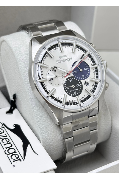 Slazenger Orijinal Beyaz Katran 10ATM Su Geçirmezlik Fonksiyonlu Çelik Kordon...
