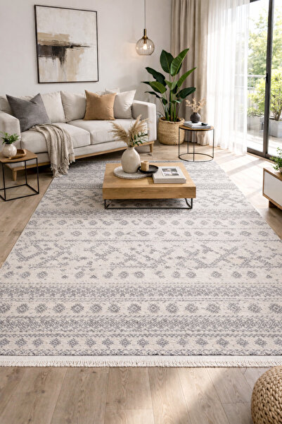 Ayduran Halı Modena İskandinav Yıkanabilir Şönil Kilim Saçaklı, Kaymaz Tabanl...