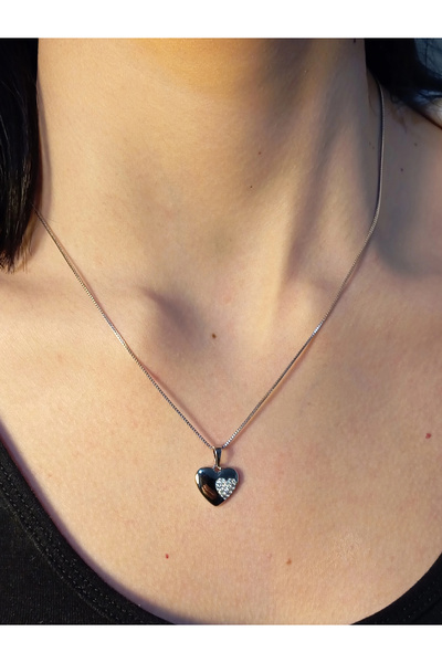 XUPING JEWELRY Silver Color Xuping Zircon Stone Heart Detailed Necklace